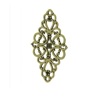 42mm Filigree Rhombus Charm, antique gold or classic silver, pack of 6