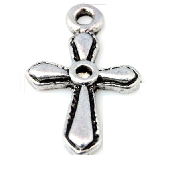 19mm Mission Cross Charms, Classic Silver, pack of 12