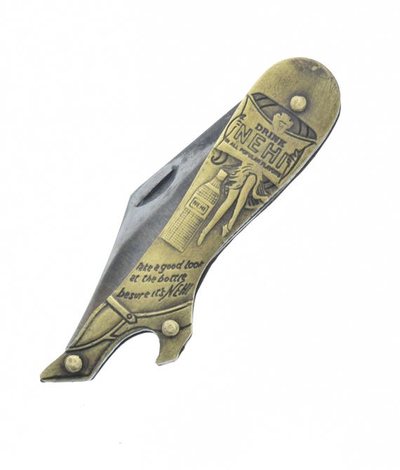 Knee High Heel Pocket Knife, Antique gold, solid brass with steel blade,  Each