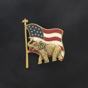 Wahlabstimmungs-Party-Pins, demokratischer Esel oder östlischer GOP-Elefant, je verkauft, Made in USA, je