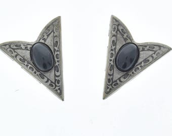 Western Collar Tip set, antique silver, 1 pair