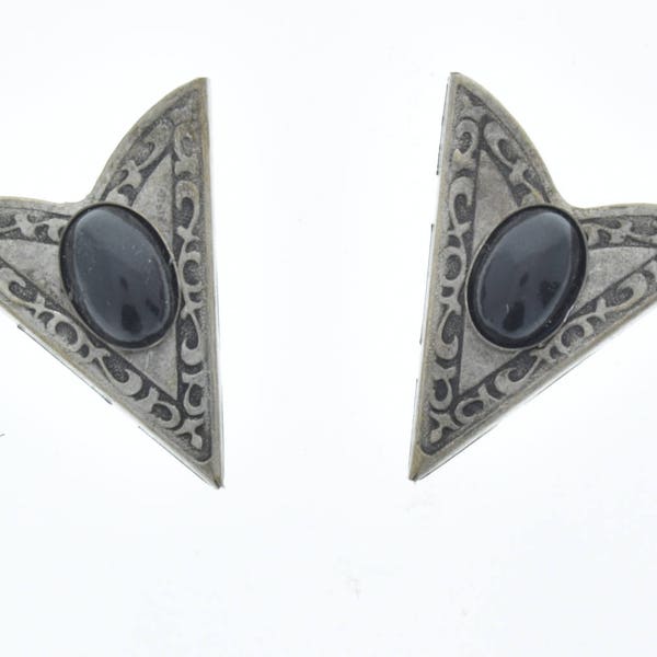 Western Collar Tip set, antique silver, 1 pair