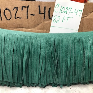 Turquoise Leather  Fringe for embellishment of purses, jackets or other accessories, handmade, Sold by the foot (30 cm)