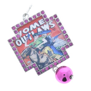 Vintage Shooting Outlaw Cowgirl-kunsthanger, 48 mm, roze kristal op koper, verpakking van 3