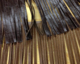 Leather Fringe for tassels, embellishment of purses, jackets or other accessories, Brown, Black, Pink, Green, Orange, sold by foot