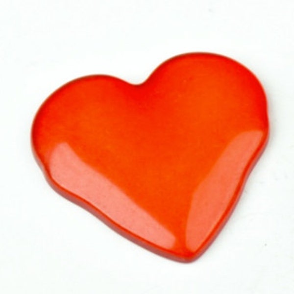 Translucent lucite red hearts, flat back, made in Germany, pack of 10