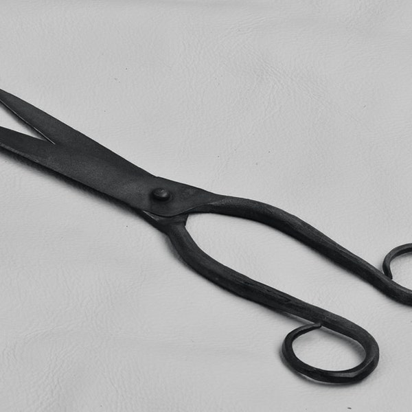 Viking Style Scissors Tool, hand forged iron replica with black finish, Each