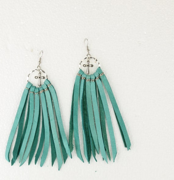 Red & Turquoise Leather Earrings Red & Turquoise Leather Earrings