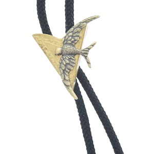 Bird Bolo Tie, antique gold made in USA, eac