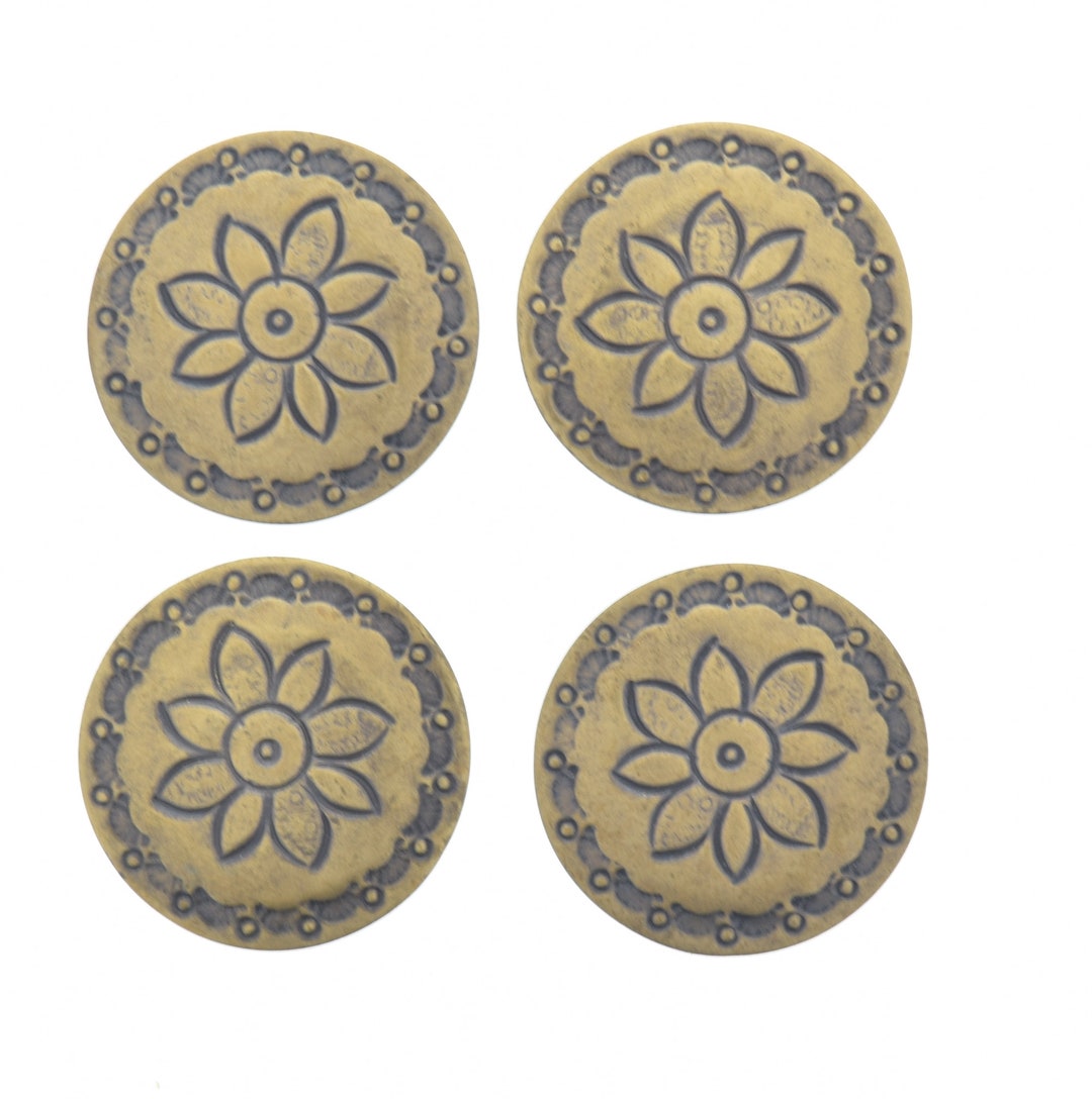 6 couvre-boutons en argent sterling à motifs de conchos