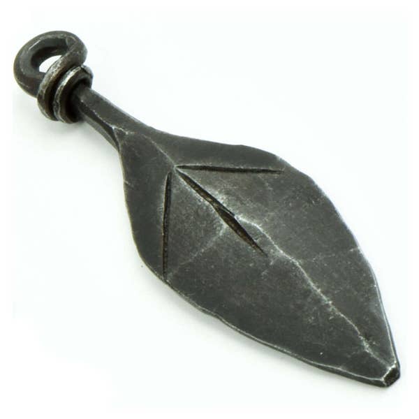 Viking Norse Black Spear Head Steel Pendant, 47mm, forged steel, each