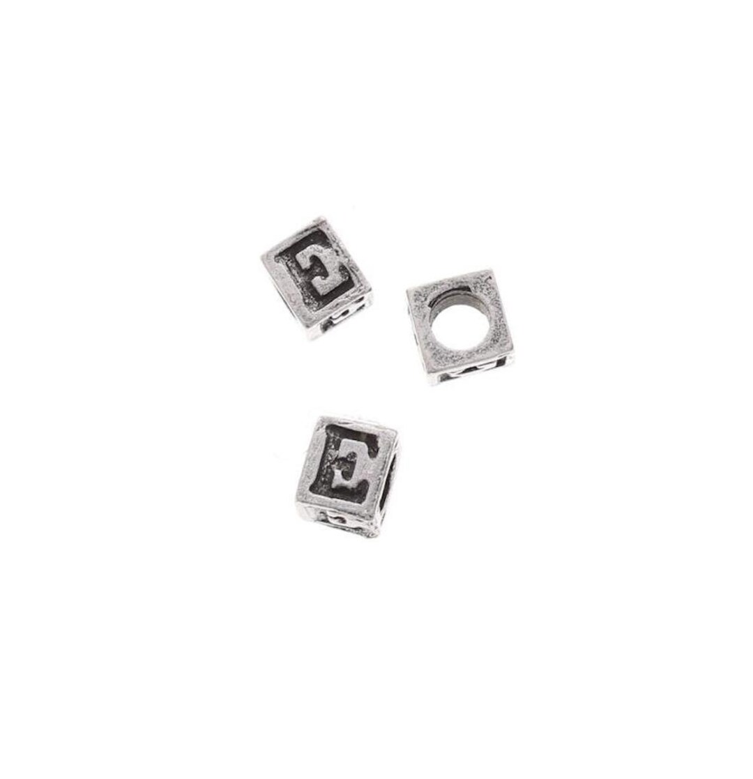 A - Z Alphabet Letter Silver Block Cube Bead, 8mm, Cast Metal, Pack of ...