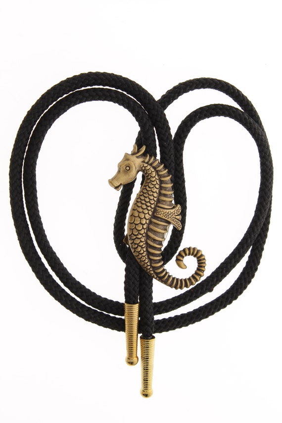 Sea Horse Bolo Tie in Antique Gold, 36 display picture 3