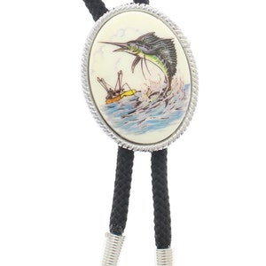 Marlin Bolo Tie with Silver Tips, made in USA, each