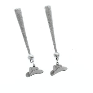 Cowboy hat   Bolo Tips, antique silver, Made in USA of zinc, Set of 2/ 1 Pair