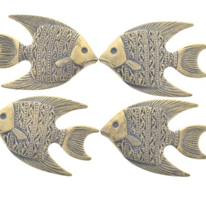 Button Covers, Vintage Fish, antique gold or antique silver, 30mm, Made in USA, Set of 4