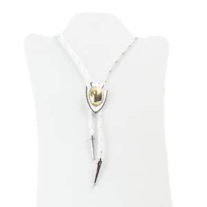 arrowhead  Bolo Tie, white cord silver lace, 36&quot;, sold by each