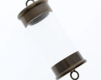 Suspension capsule à mémoire, 2 1/3", J143BR, capuchons en laiton antique doré, verre plexi, chaque J413BR