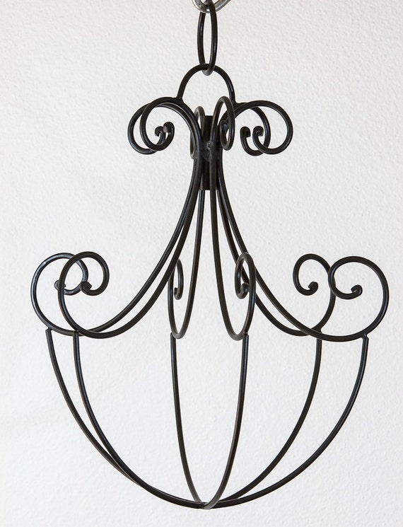 Wire Cage Chandelier Pendant Light Fixture Black FRAME for