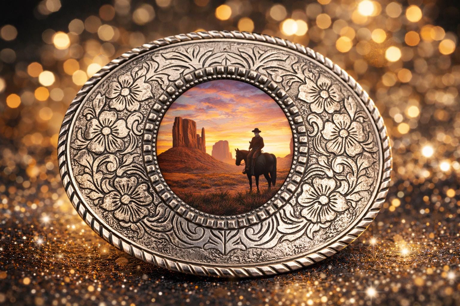 Vintage Style Floral Gold & Black enamel Belt Buckle with Stone Rodeo Western Western Antique Gold Floral Engraved Buckle Genuine Full  main image 4