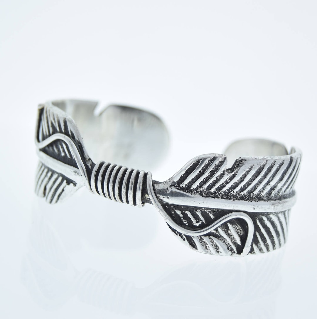 Feather Cuff Bracelet, Adjustable, Classic Silver, Each Etsy