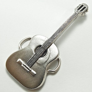 2 Buckles, Classic Guitar Belt Buckle, antique silver, BU129AS