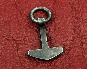 Norse Viking Thors Hammer Pendant drop, 48mm with loop, forged steel, each