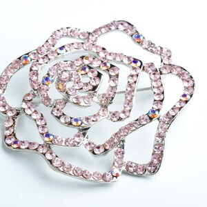 Vintage Large Pink Rose Pin, Crystal AB, each