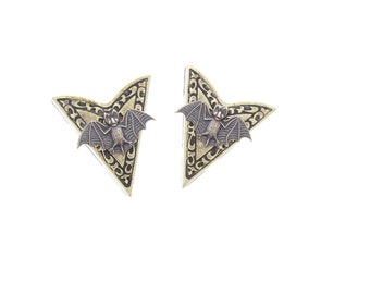 Western Collar tip, bat collar tip pair , antique gold, handmade in USA, 1 pair