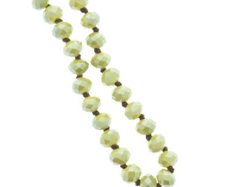 Handgeknoopte kristallen kettingen, rondel van 8 mm, 36 inch lang, groen: 9342 M