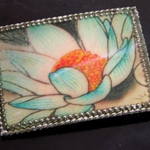 Tattoo Art Buckle on black or brown leather belt, S - XL, Made in USA, Each