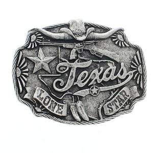 Texas State Belt Buckle, Silver, made in USA, each