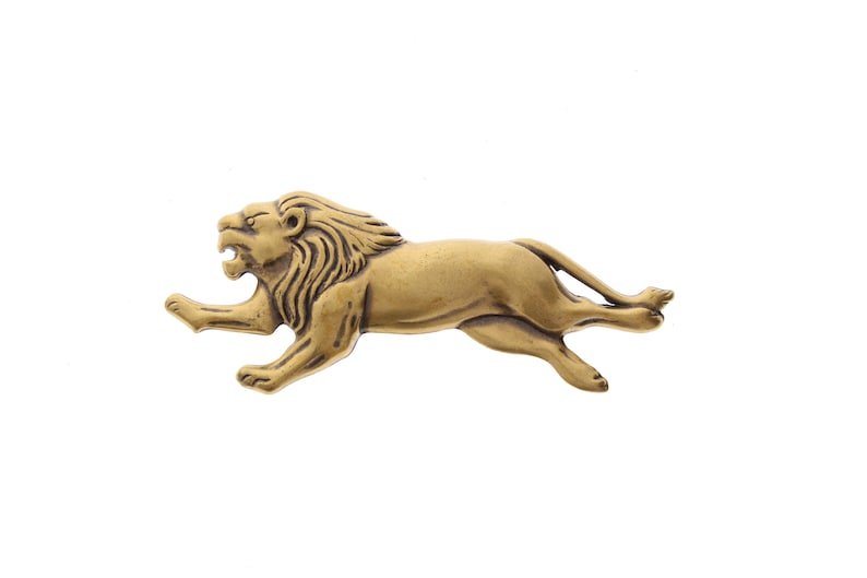 Running Lion Stamping Antique Gold Finish 81x29mm Pack of 6