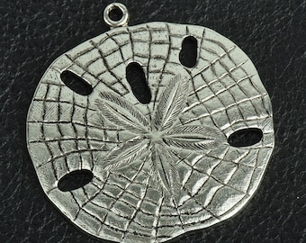 Sand Dollar Charm or Pendant, 43mm, antique silver, Made in USA, Pack of 2  P4411CS
