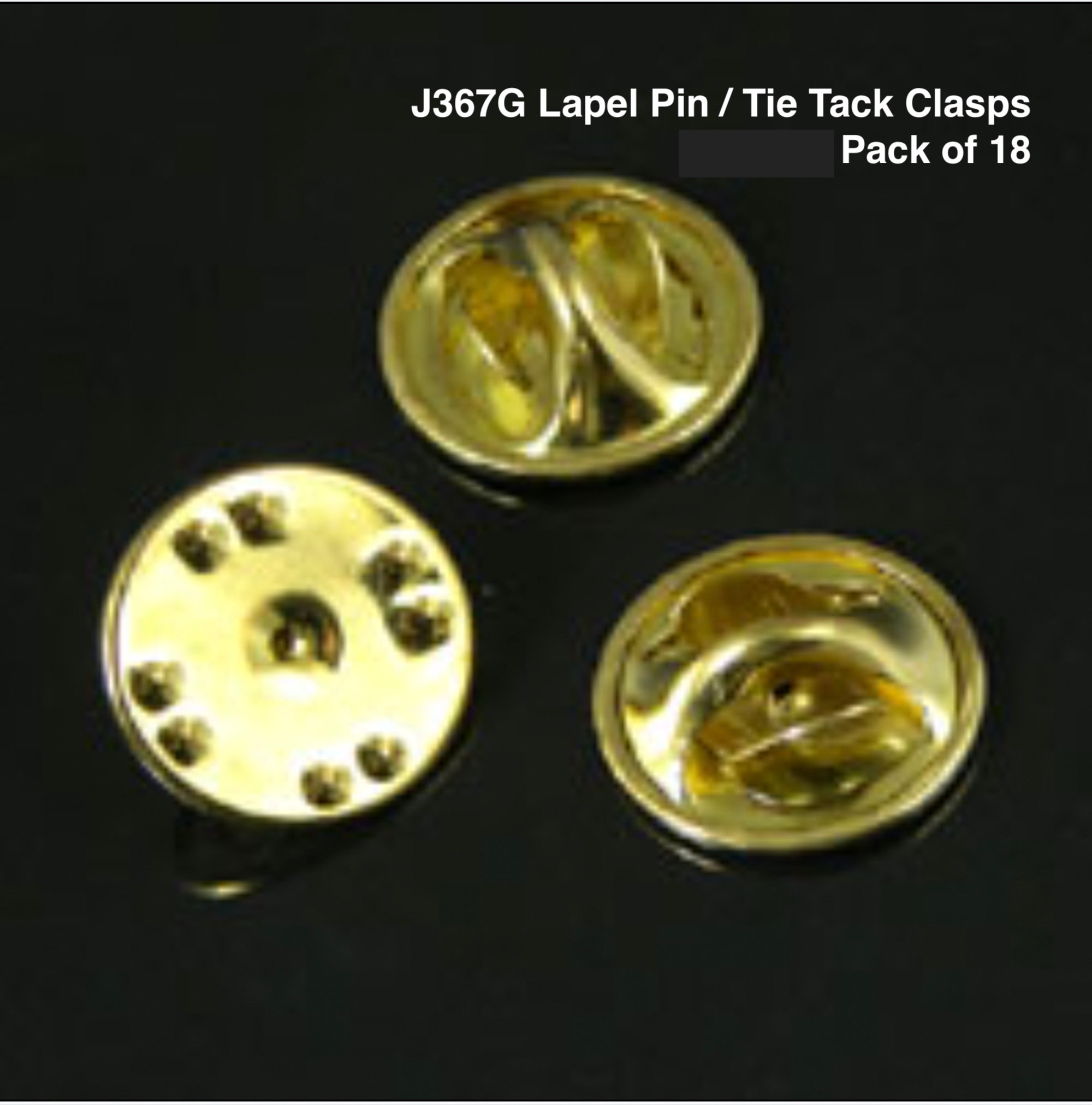 11mm Lapel Pin or Tie Tack Base AND Clasp, Gold or Silver Tone
