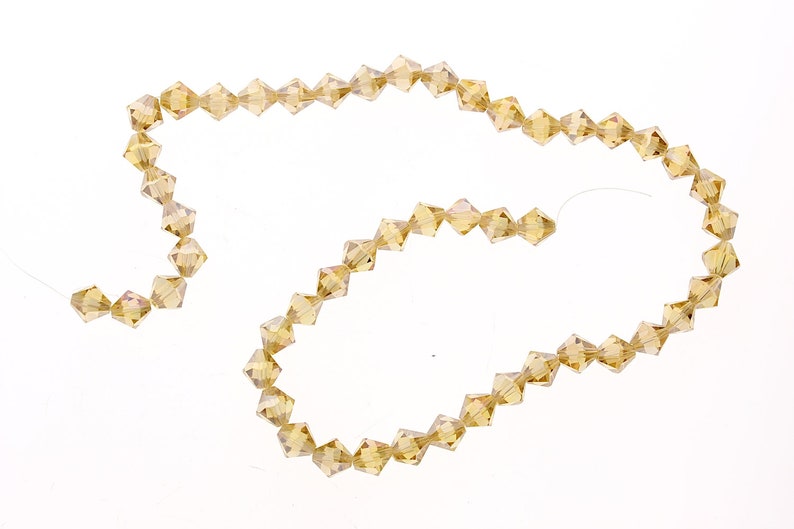 Strand Topaz Amber Yellow faceted bicone beads fire-n-Ice crystal 8mm