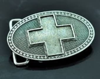 Belt Buckle Base, Cross, Silver, Each