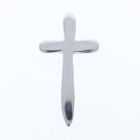 Clever Gioielli – Ciondolo Croce Grande In Argento 925 Legno Massiccio – 54 Mm – Design Lineare Opaco E Lucido – Uomo E Donna – Regalo Con Custodia