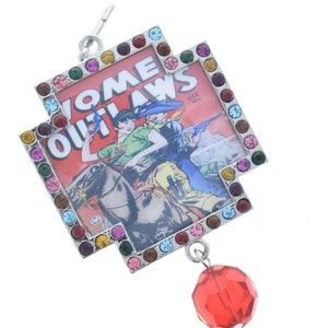 Vintage Shooting Outlaw Cowgirl Art Kristallen hanger, meerdere kleuren, 48 mm, lijst, verpakking van 3&quot;