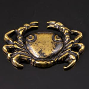 44mm Louisiana Blue Crab, Cromer Crab Cabochon Jewelry Component, Flat Back, Antique Gold or Antique Copper, pack of 6