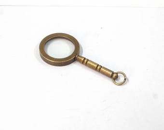 41mm x 11mm Vintage Brass Handheld Magnifying Glass, each