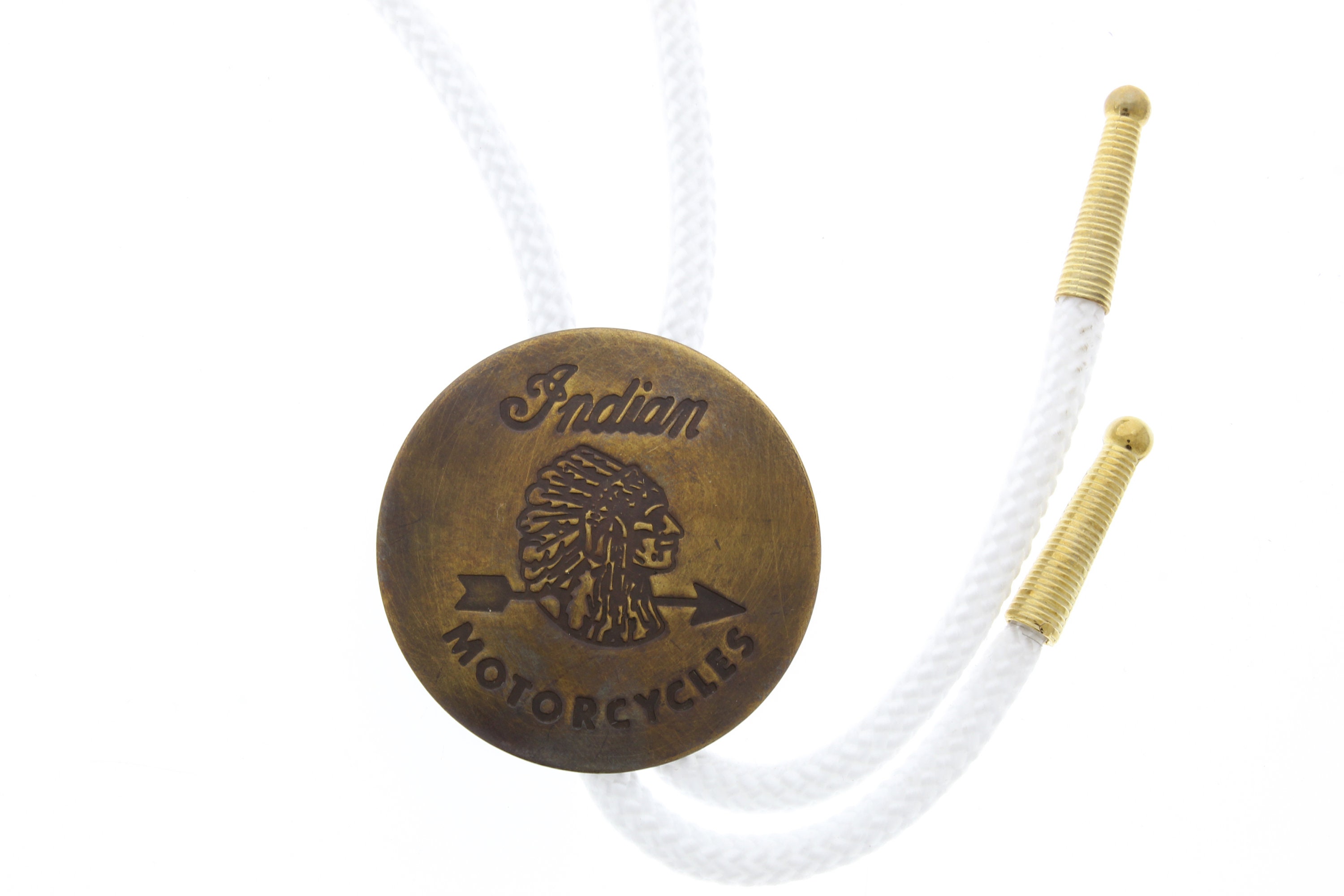 Western Bolo Tie,  Antique gold  Indian Motorcycles,  Badge replica , antique Gold finish