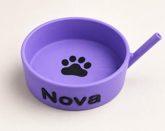 Personalized Puppy Bowl with Straw - Pup Play and Furys