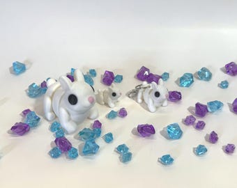3D Printed Flexi White Bunny Toys Articulated