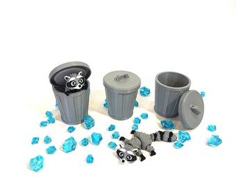 Trash Panda Racoons with Trash Can Home 3d Printed