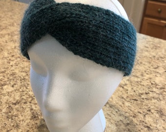 Womens Wool Knit Headband with a Twist, Ear Warmer