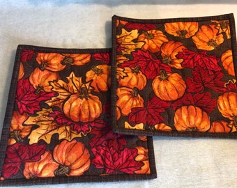 Autumn Harvest Pumpkin Potholders/Hot Pads, Great Gift Idea!