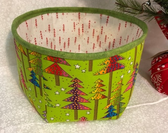 Christmas Trees Decorative Fabric Bowl/ Laurel Birch Fabric