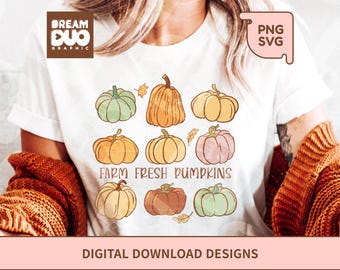 Farm Fresh Pumpkin SVG: Fall Sublimation Design (PNG + SVG)