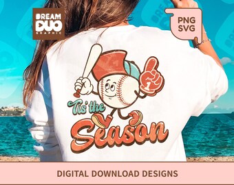 Retro Baseball Season PNG SVG, Vintage Shirt Design (Digital Download)